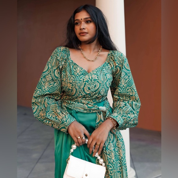 NEW! The Drop Size XL Jacquard Print Sweetheart Top by @Sruthijayadevan - Picture 1 of 10